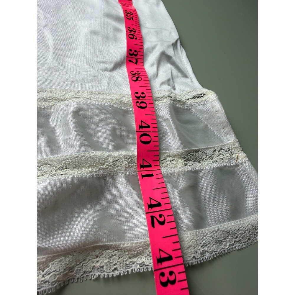 Vintage Kayser Slip Dress Women's Size 34 White Lace Nylon Dollette Balletcore - Picture 11 of 12